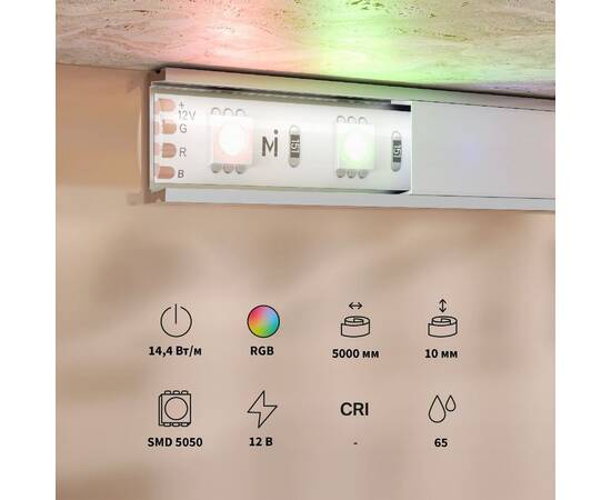 Светодиодная лента Maytoni Base 12В 5050 14,4Вт/м RGB 5м IP65 201196, изображение 3