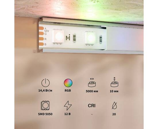 Светодиодная лента Maytoni Base 12В 5050 14,4Вт/м RGB 5м IP20 201195, изображение 3