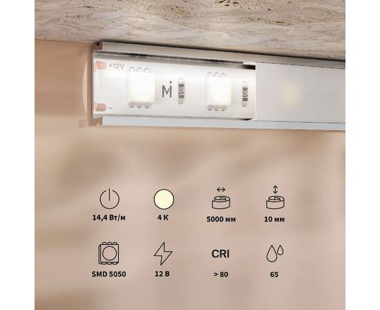 Светодиодная лента Maytoni Base 12В 5050 14,4Вт/м 4000K 5м IP65 201187, изображение 3