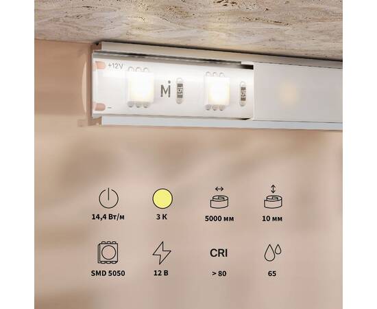 Светодиодная лента Maytoni Base 12В 5050 14,4Вт/м 3000K 5м IP65 201186, изображение 3