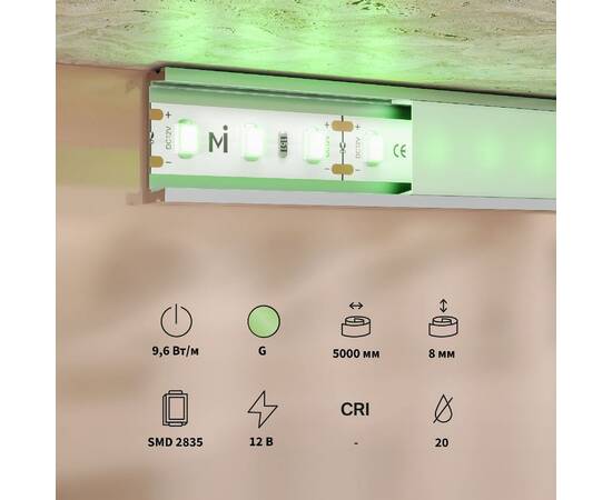 Светодиодная лента Maytoni Base 12В 2835 9,6Вт/м Зеленый 5м IP20 201172, изображение 3