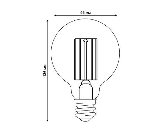 Лампа светодиодная филаментная Uniel LED-G95-5W/4000K/E27/CL GLY01TR UL-00011943, изображение 5