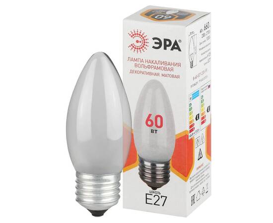 Лампа накаливания Эра B-60-E27-230-FR свечка Б0066409