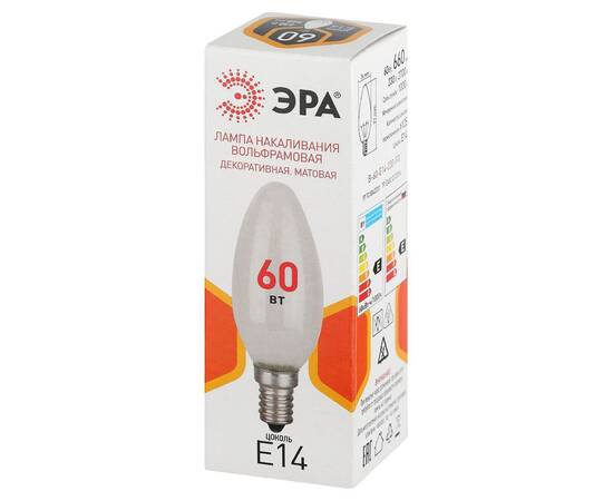 Лампа накаливания Эра B-60-E14-230-FR свечка Б0066376, изображение 3