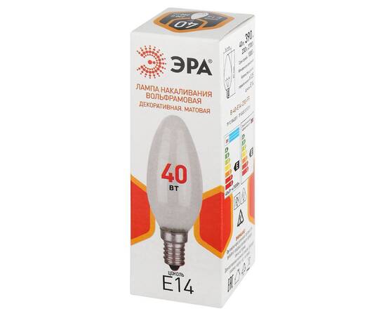 Лампа накаливания Эра B-40-E14-230-FR свечка Б0066378, изображение 3