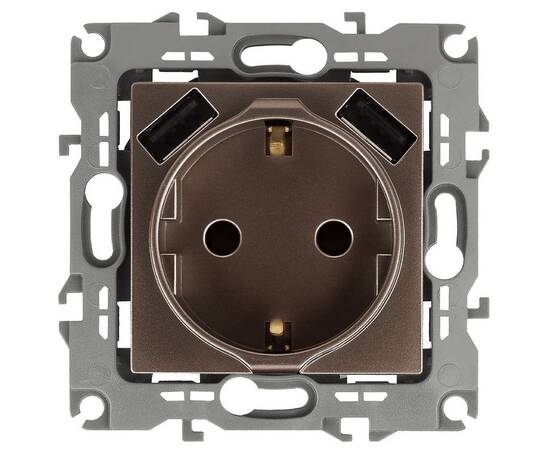 Розетка 2P+E со шторками с 2xUSB Эра 12-4109-13 Б0047847