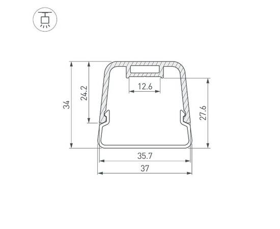 Профиль с экраном Arlight LINE-D-3734-2000 TETRA BLACK+OPAL 055072, изображение 3