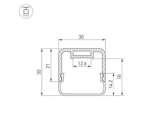 Профиль с экраном Arlight LINE-D-3030-2000 SQUARE OLIVE GREY+OPAL 055097, изображение 3