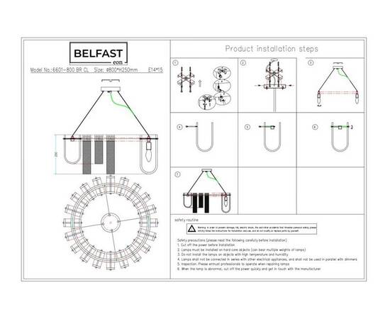 Подвесная люстра Belfast Severn 6601-800 BR CL, изображение 9