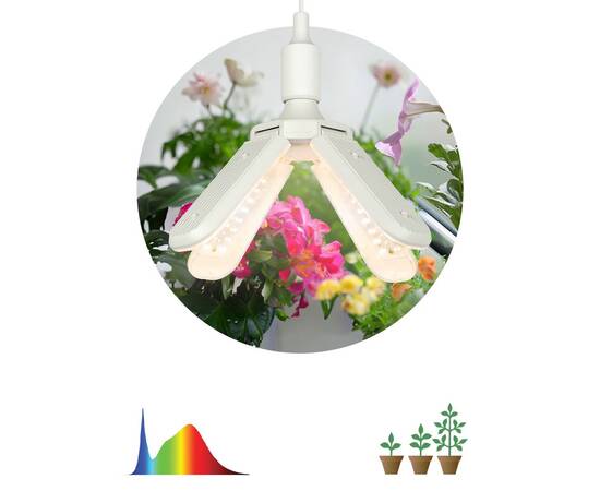 Фитолампа светодиодная для растений Эра FITO-36W-Rа90-E27-FOLD 3800K Б0061430