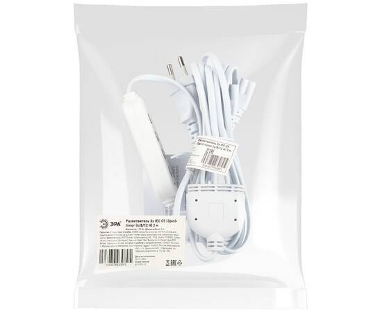 Разветвитель сетевой для линейных светильников Эра 3х IEC C5 3pin+timer (4/8/12 H) 2 м Б0066949, изображение 10