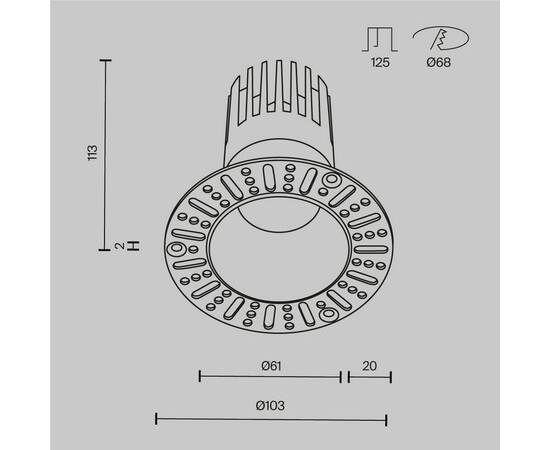 Встраиваемый светильник Maytoni Technical Dip DL122-15W-3K-TRS-W, изображение 13