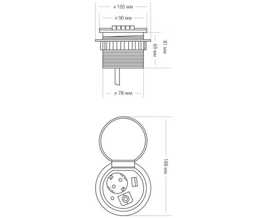 Блок розеток 51 (1 секция и 2 USB) Mebax 00-00000827, изображение 8