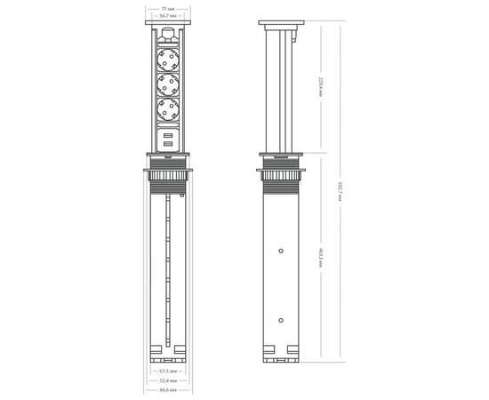 Блок розеток 105J (3 секции и 2 USB) Mebax 00-00000823, изображение 3