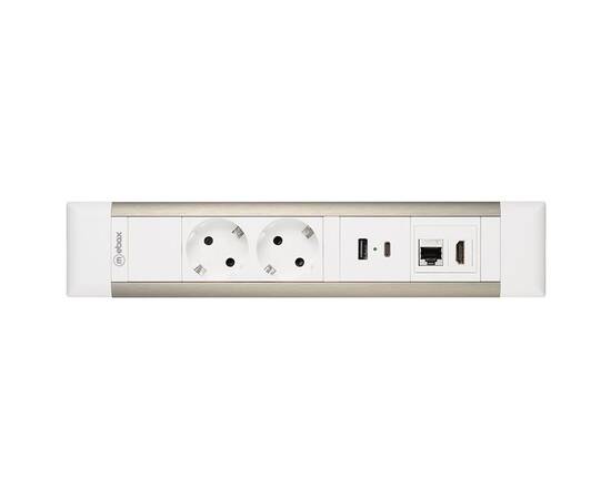 Блок розеток 41T (2 секции, USB + type C + RJ45 + HDMI) Mebax 00-00002594, изображение 3