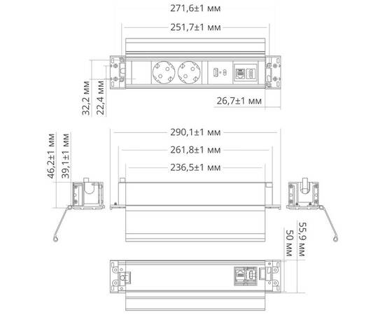 Блок розеток 41P (2 секции, USB + type C + RJ45 + HDMI) Mebax 00-00002596, изображение 3
