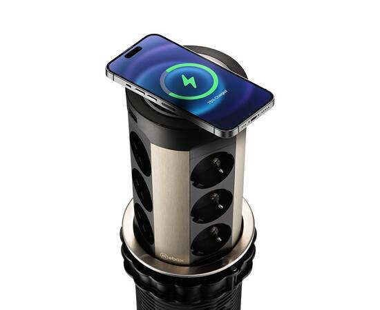 Блок розеток 17 (12 секций и USB type A+C) беспроводная зарядка Mebax 00-00002599, изображение 4