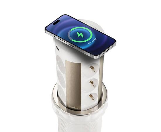 Блок розеток 17 (12 секций и USB type A+C) беспроводная зарядка Mebax 00-00002600, изображение 4