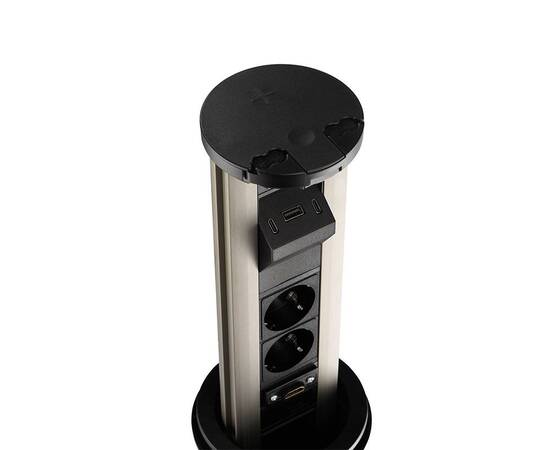 Блок розеток 12J (2 секции, USB type A+C + RJ45 + HDMI) беспроводная зарядка Mebax 00-00002597