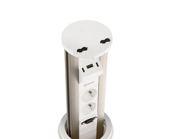 Блок розеток 12J (2 секции, USB type A+C + RJ45 + HDMI) беспроводная зарядка Mebax 00-00002598, изображение 3