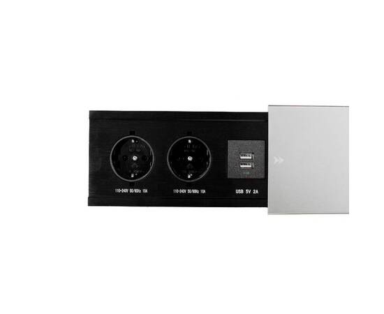 Блок розеток JX (Slide Top) (2 секции + 2 USB с кабелем питания) Mebax 00-00002888, изображение 4
