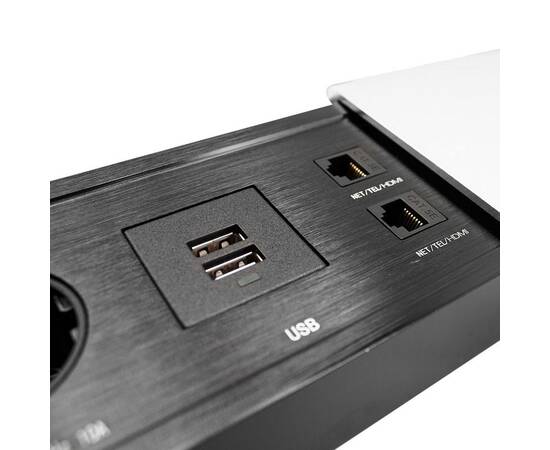 Блок розеток JX (Slide Top) (2 секции RJ-45 + 2 USB с кабелем питания) Mebax 00-00002890, изображение 3