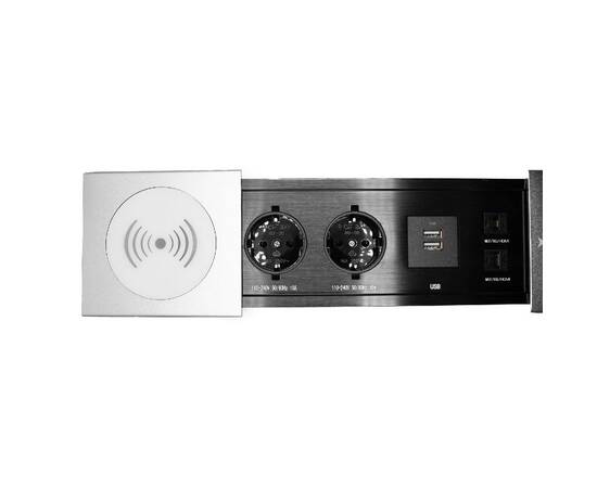Блок розеток JX (Slide Top) (2 секции RJ-45 + 2 USB беспр.зарядка с кабелем питания) Mebax 00-000028, изображение 5