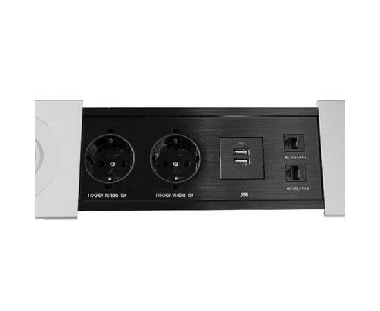 Блок розеток JX (Slide Top) (2 секции RJ-45 + 2 USB беспр.зарядка с кабелем питания) Mebax 00-000028, изображение 6