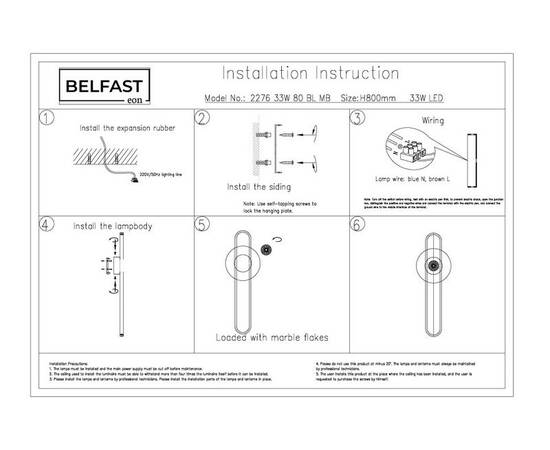 Настенный светильник Belfast Ravenhill 2276 33W 80 BL MB, изображение 7