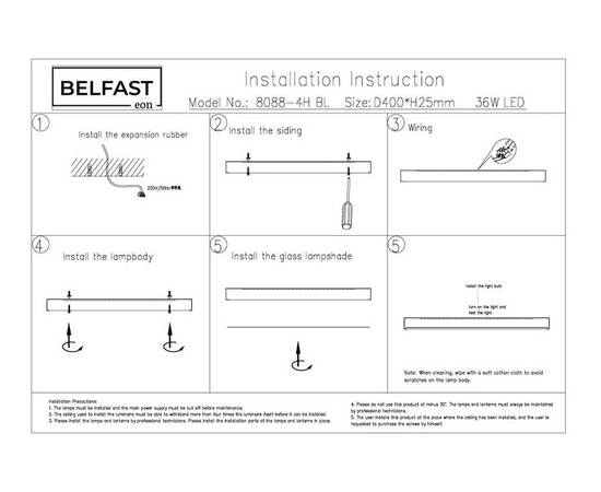 Потолочный светильник Belfast Glenmore 8088-4H BL, изображение 9
