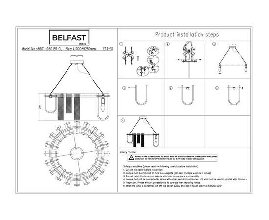Подвесная люстра Belfast Severn 6601-950 BR CL, изображение 6