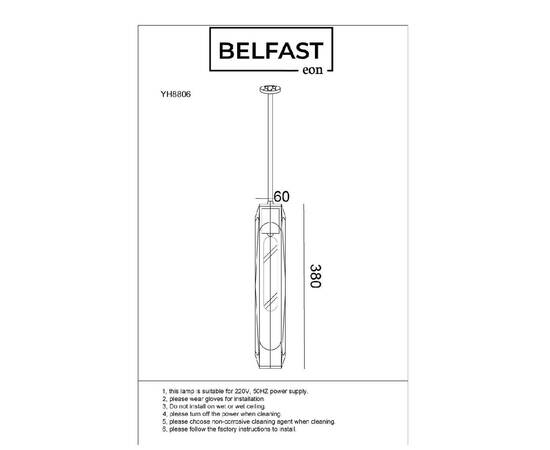 Подвесной светильник Belfast Gibson 6133-1 BR CA, изображение 9