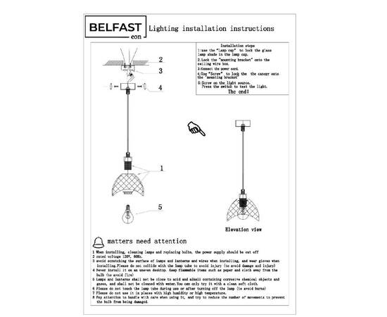 Подвесной светильник Belfast Clifton D33331-1 GL CA, изображение 7