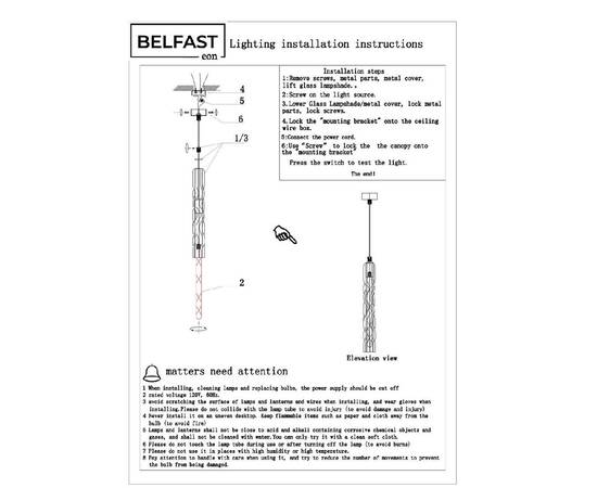 Подвесной светильник Belfast Grosvenor 167-1 CR CA, изображение 9