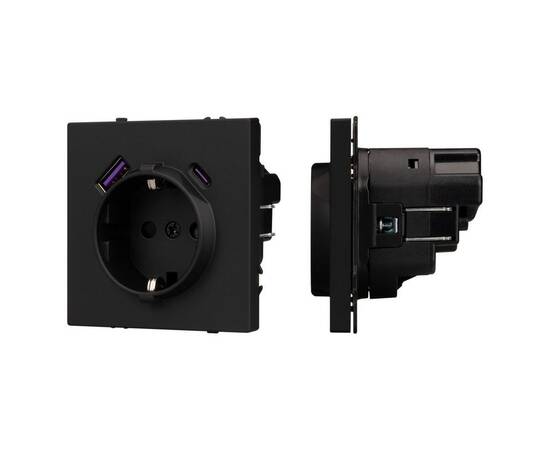 Механизм розетки с USB зарядкой Arlight SCT-NOBE-MUAC-SFPL-BK (230V, 16A) 054285