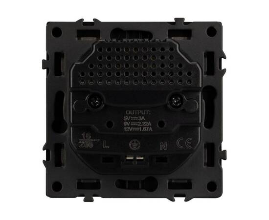 Механизм розетки с USB зарядкой Arlight SCT-NOBE-MUAC-SFPL-BK (230V, 16A) 054285, изображение 3