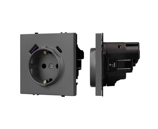 Механизм розетки с USB зарядкой Arlight SCT-NOBE-MUAC-SFPL-GR (230V, 16A) 054287