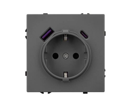 Механизм розетки с USB зарядкой Arlight SCT-NOBE-MUAC-SFPL-GR (230V, 16A) 054287, изображение 2
