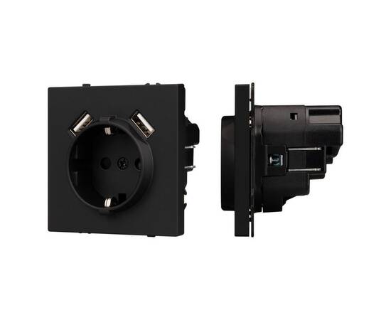 Механизм розетки с USB зарядкой Arlight SCT-NOBE-MUAA-SFPL-BK (230V, 16A) 054289