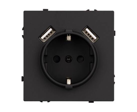 Механизм розетки с USB зарядкой Arlight SCT-NOBE-MUAA-SFPL-BK (230V, 16A) 054289, изображение 2