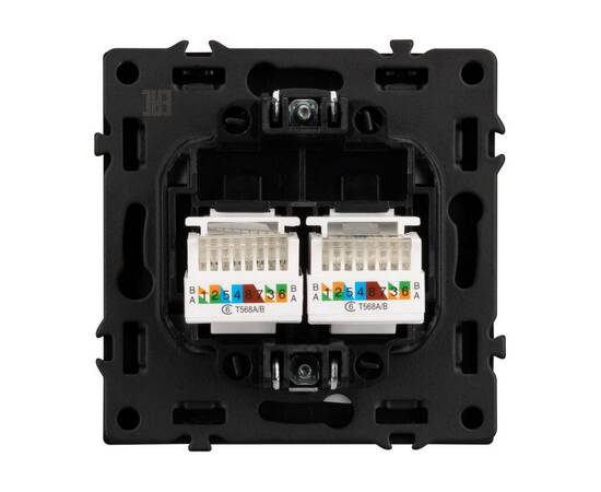 Механизм сдвоенной компьютерной розетки Arlight SCT-NOBE-MPC2-SFPL-BK (RJ-45, CAT6) 054313, изображение 3