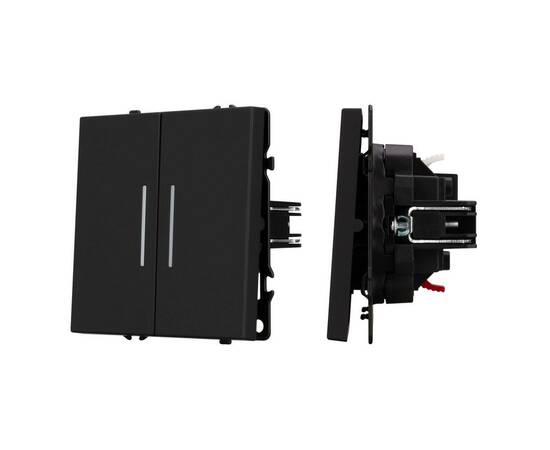 Механизм выключателя двухклавишный непроходной Arlight LED SWT-NOBE-MK02-SFPL-L-BK (230V, 10A) 05426
