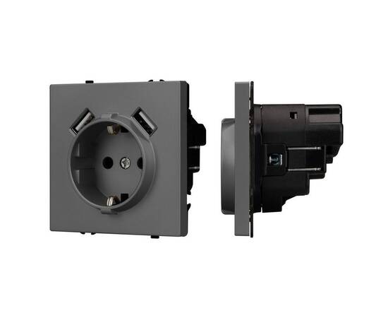 Механизм розетки с USB зарядкой Arlight SCT-NOBE-MUAA-SFPL-GR (230V, 16A) 054291