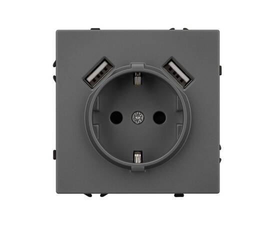 Механизм розетки с USB зарядкой Arlight SCT-NOBE-MUAA-SFPL-GR (230V, 16A) 054291, изображение 2