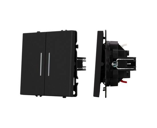 Механизм выключателя двухклавишный проходной Arlight LED SWT-NOBE-MKP2-SFPL-L-BK (230V, 10A) 054267