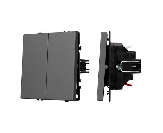 Механизм выключателя двухклавишный непроходной Arlight SWT-NOBE-MK02-SFPL-GR (230V, 10A) 054254