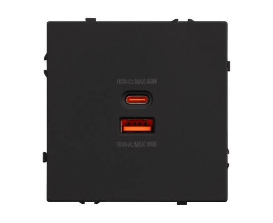 Механизм розетки с быстрой USB зарядкой Arlight SCT-NOBE-MUAC-SFPL-FC-BK (65W, QC3) 054317, изображение 2