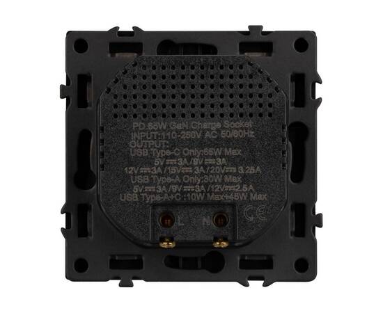 Механизм розетки с быстрой USB зарядкой Arlight SCT-NOBE-MUAC-SFPL-FC-BK (65W, QC3) 054317, изображение 3