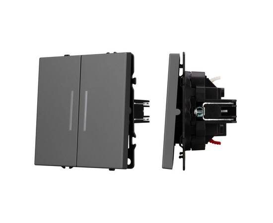 Механизм выключателя двухклавишный проходной Arlight LED SWT-NOBE-MKP2-SFPL-L-GR (230V, 10A) 054269