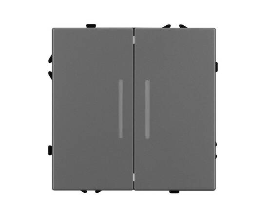 Механизм выключателя двухклавишный проходной Arlight LED SWT-NOBE-MKP2-SFPL-L-GR (230V, 10A) 054269, изображение 2